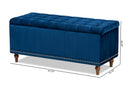 Alfro Navy Blue Velvet Fabric Upholstered Button-Tufted Storage Ottoman Bench Baxton