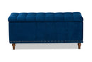Alfro Navy Blue Velvet Fabric Upholstered Button-Tufted Storage Ottoman Bench Baxton