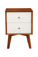 Melbourne 2 Drawer Two Tone Nightstand, Acorn/White Alpine