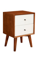 Melbourne 2 Drawer Two Tone Nightstand, Acorn/White Alpine