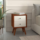 Melbourne 2 Drawer Two Tone Nightstand, Acorn/White Alpine