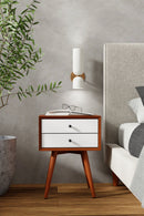 Melbourne 2 Drawers Small Nightstand, Acorn & White Alpine