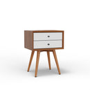 Melbourne 2 Drawers Small Nightstand, Acorn & White Alpine