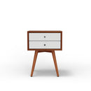 Melbourne 2 Drawers Small Nightstand, Acorn & White Alpine