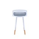 Sonria Round Accent Table, White & Natural Finish Acme