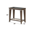 Peregrine Rectangular Accent Table, Clear Glass & Walnut Finish Acme