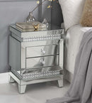 Lotus Mirrored Accent Table, Mirrored & Faux Ice Cube Crystals Acme