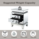 Lotus Mirrored Accent Table, Mirrored & Faux Ice Cube Crystals Acme