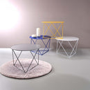 Epidia Round Accent Table, Blue Finish Acme