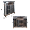 Rahma Bar Table, Antique Ebony Top Grain Leather & Aluminum Acme