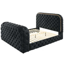 Kana Eastern King Bed w/LED, Fireplace & TV Stand, Black Upholstery Velvet Acme