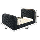 Kana Eastern King Bed w/LED, Fireplace & TV Stand, Black Upholstery Velvet Acme