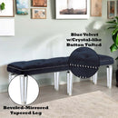 Varian 60" Bench, Dark Navy Velvet & Mirrored