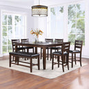 Urbana 48" Bench, Black Faux Leather & Espresso Finish