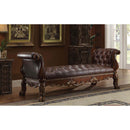 Dresden 78" Bench, Cherry Faux Leather & Cherry Oak Finish
