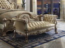 Dresden 78" Bench, Bone Faux Leather & Gold Patina Finish