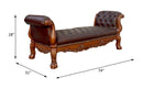 Vendome 74" Bench, Cherry Faux Leather & Cherry Finish