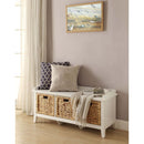 Flavius 43" Bench, Rattan & White Finish
