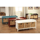 Flavius 43" Bench, Rattan & White Finish