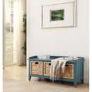 Flavius 43" Bench, Rattan & Teal Finish