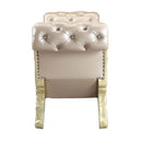 Vatican 75" Bench, Faux Leather, Light Gold & Champagne Silver Finish