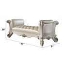 Vendome 74" Bench, Pearl Faux Leather & Antique Pearl Finish