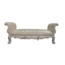 Dresden 78.5" Bench, Faux Leather & Bone White Finish