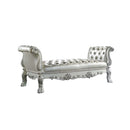 Dresden 78.5" Bench, Faux Leather & Bone White Finish
