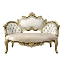Desiderius 70" Bench, Beige Fabric, Antique Gold & Hand Paint Brown