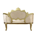 Desiderius 70" Bench, Beige Fabric, Antique Gold & Hand Paint Brown