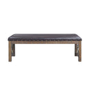 Raphaela 56" Bench, Black Faux Leather & Weathered Cherry Finish