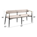 Jaramillo 62" Bench, Beige Linen & Black Finish