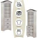 Tree House Bookcase Cabinet, Weathered White & Washed Gray Finish Acme
