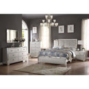 Voeville II King Bed, Platinum Faux Leather & Platinum Finish Acme