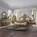 Ragenardus King Bed, Faux Leather & Vintage Oak Finish Acme