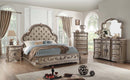 Northville King Bed, Faux Leather & Antique Silver Finish Acme