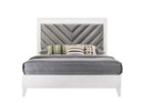 Chelsie King Bed, Gray Fabric & White Finish Acme