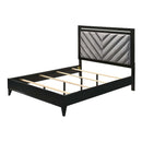 Chelsie King Bed, Gray Fabric & Black Finish Acme