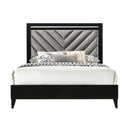 Chelsie King Bed, Gray Fabric & Black Finish Acme