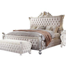 Picardy King Bed, Fabric & Antique Pearl Finish Acme