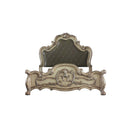 Dresden Queen Bed, Faux Leather & Vintage Bone White Finish Acme