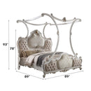 Picardy King Bed, Fabric & Antique Pearl Finish Acme