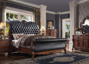 Dresden California King Bed, Faux Leather & Cherry Oak Finish Acme