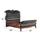 Dresden King Bed, Faux Leather & Cherry Oak Finish Acme