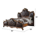 Picardy California King Bed, Faux Leather & Honey Oak Finish Acme