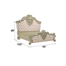 Vatican Eastern King Bed, Faux Leather, Light Gold & Champagne Silver Finish Acme