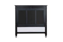 Varian II King Bed, Mirrored, Dark Navy Blue Velvet & Black & Sliver Finish Acme