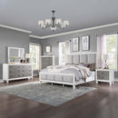 Katia Queen Bed, Light Gray Linen, Rustic Gray & Weathered White Finish Acme