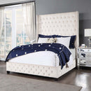 Fabrice King Bed, Beige Velvet Acme