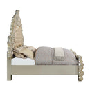Sorina King Bed, Faux Leather & Antique Gold Finish Acme